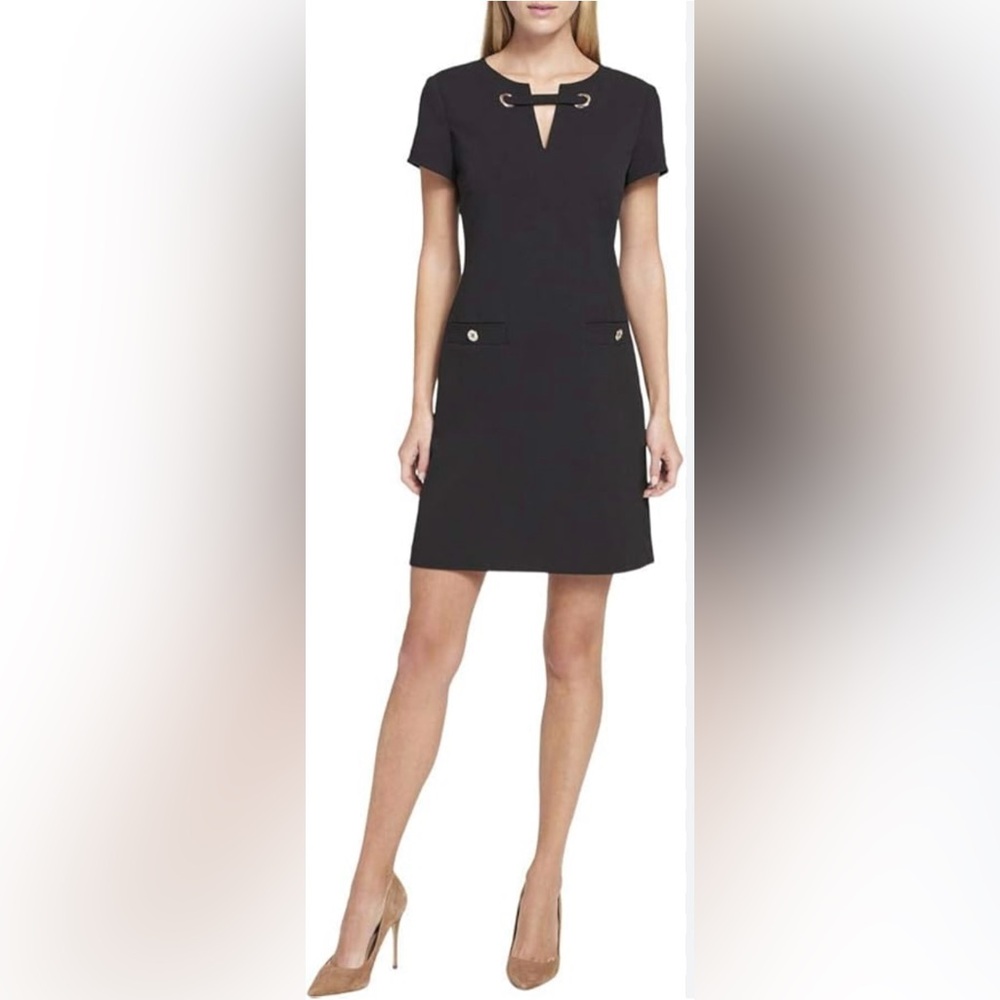 Tommy Hilfiger Classic Scuba Crepe Two Pocket Shift Dress Size 4P